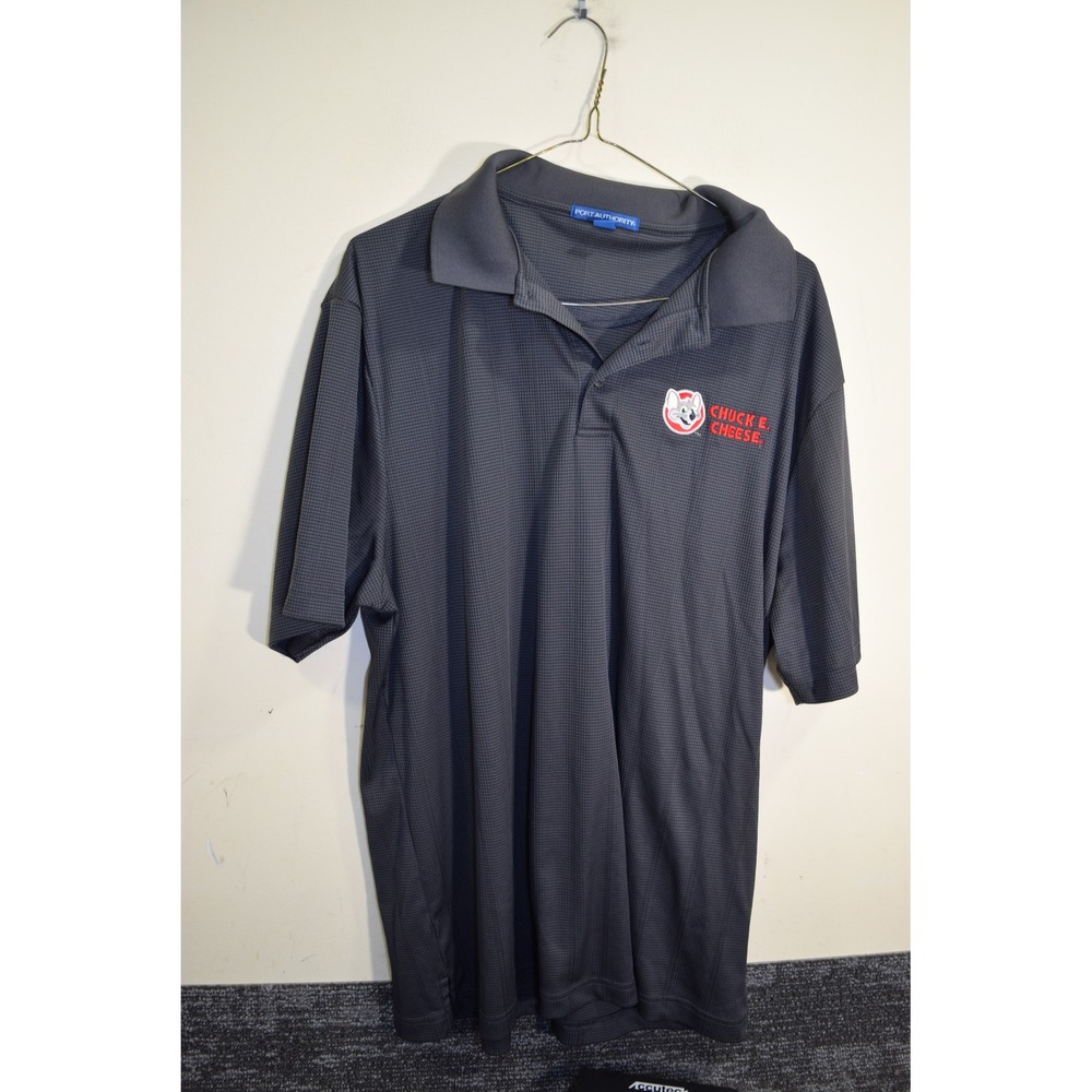 Chuck E Cheese Embroidered Polo Shirt Gray MENS L Employee Restaurant